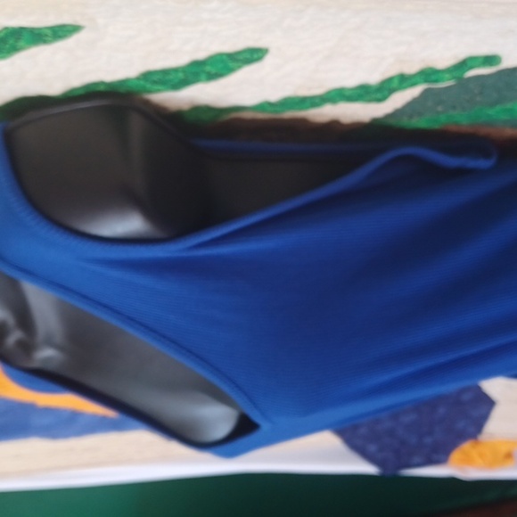 Discreet tank Dress, Blue, ribbed, belted, 3X NWT - Picture 4 of 8